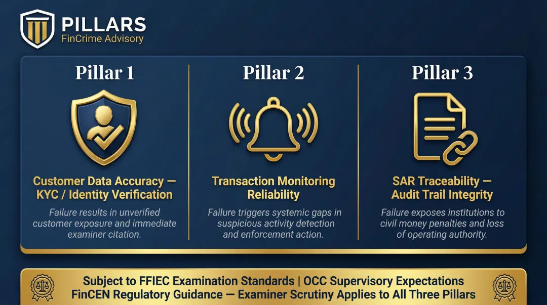 Three core data governance obligations for financial crime compliance programs infographic