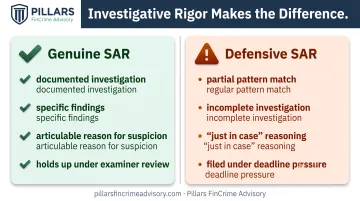Genuine SAR versus defensive SAR filing key differences comparison