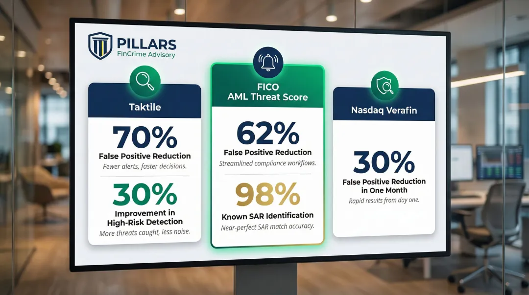 AI transaction monitoring false positive reduction comparison across three fintech platforms