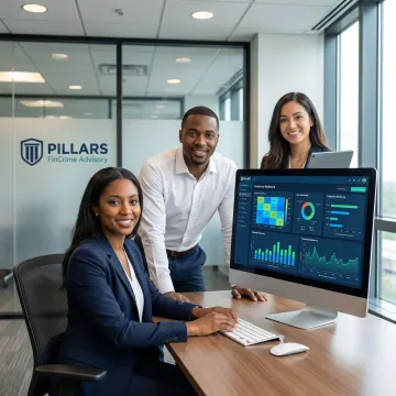 Credit union compliance team collaborating on financial crime prevention strategies