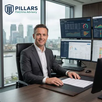 Compliance consultant analyzing financial regulations and frameworks