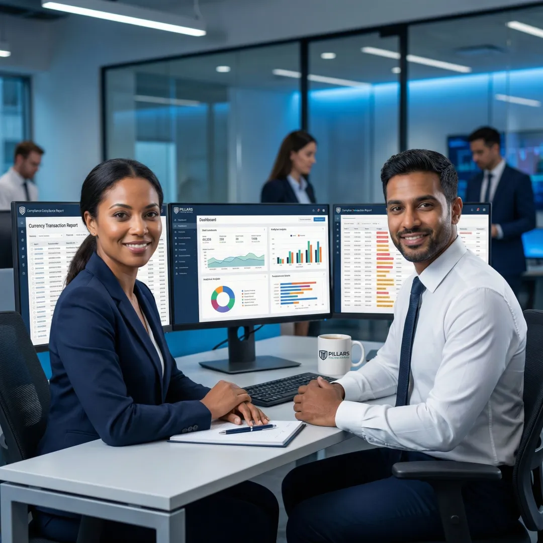 Financial compliance team reviewing automated CTR workflow