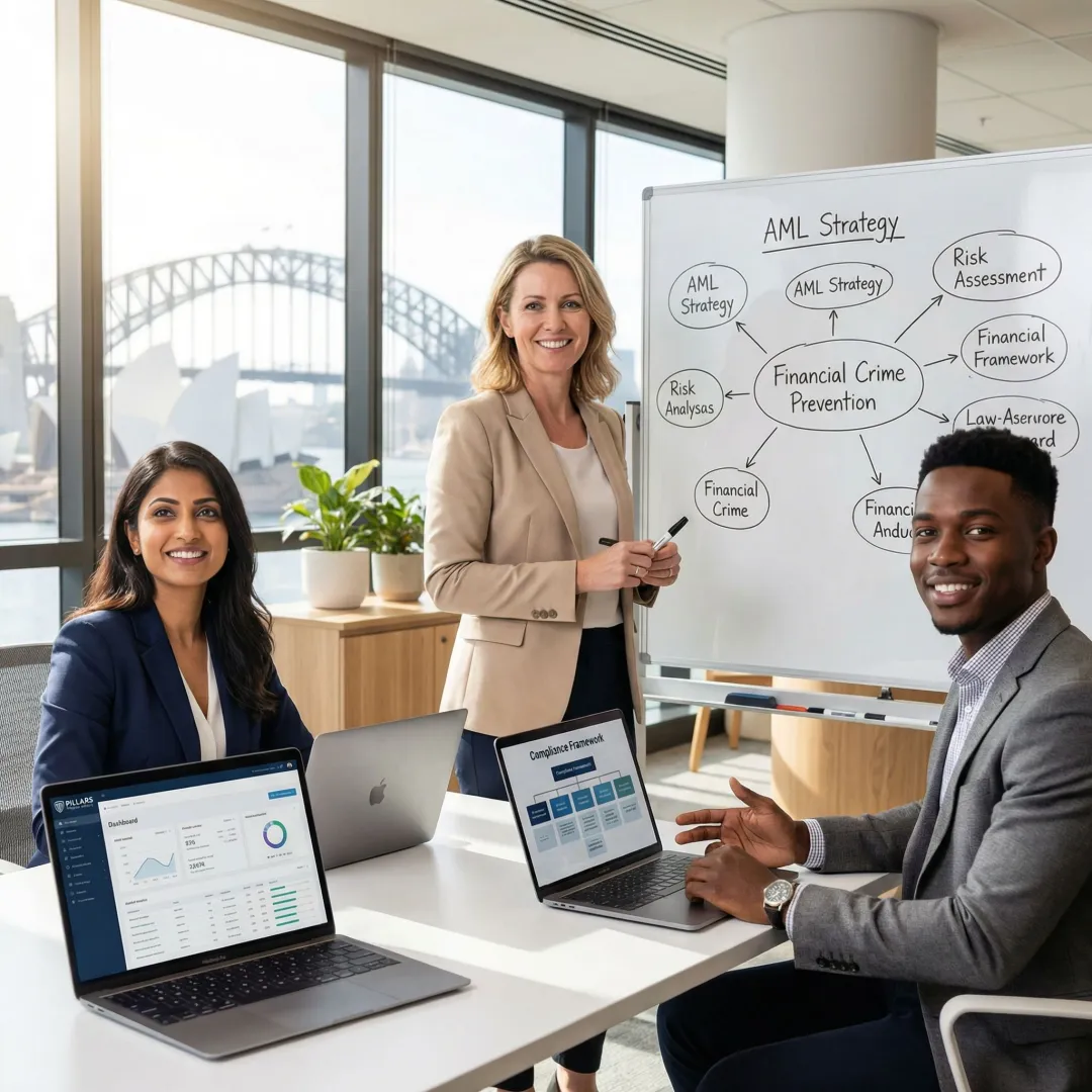 Startup team collaborating on compliance strategy with advisor in Sydney innovation hub