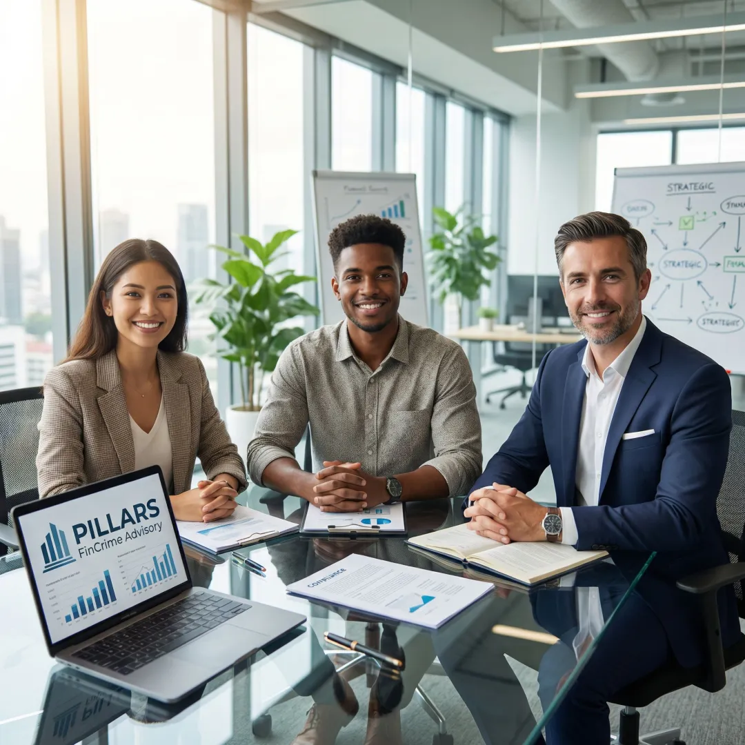 Tech startup founders reviewing IPO readiness documents with a financial advisor in a modern office