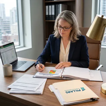 Compliance professional reviewing AML program documentation
