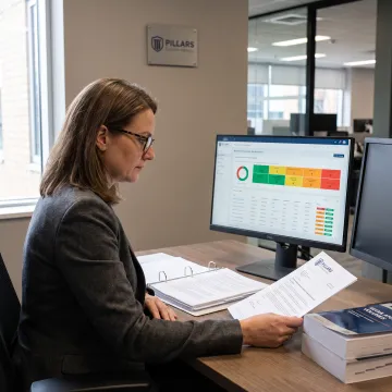 Compliance advisor reviewing crypto exchange risk data