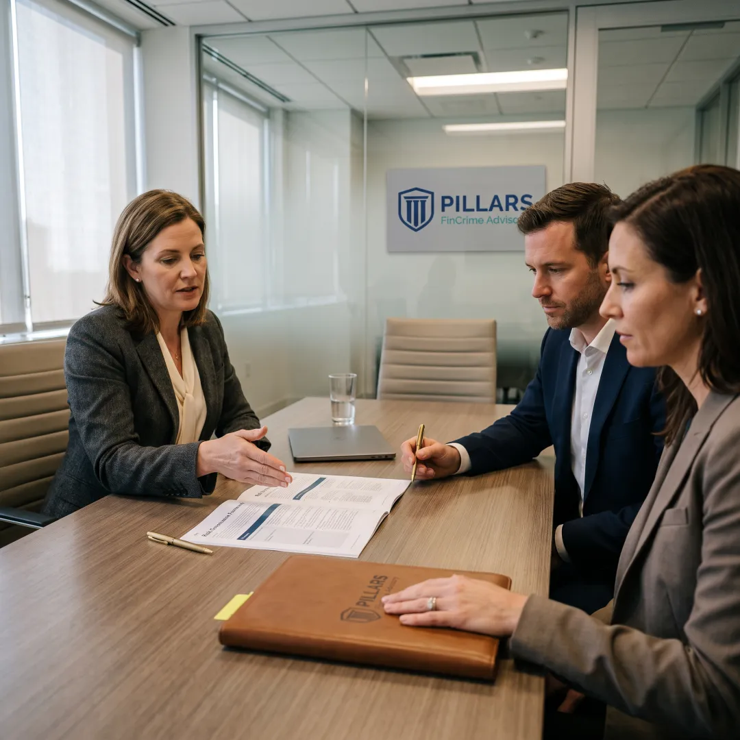 Compliance advisor meeting with fintech executives