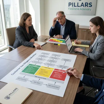 Team reviewing an AML and KYC compliance workflow