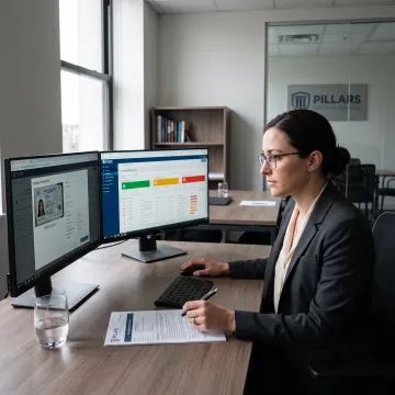 Compliance professional reviewing digital KYC verification data