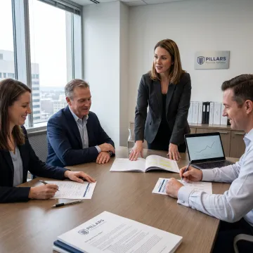 Advisor and executive reviewing compliance oversight strategy
