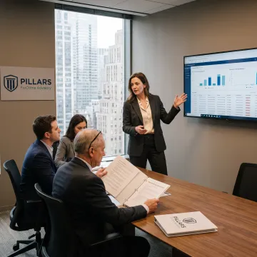 Compliance advisor reviewing AML controls with a financial services team