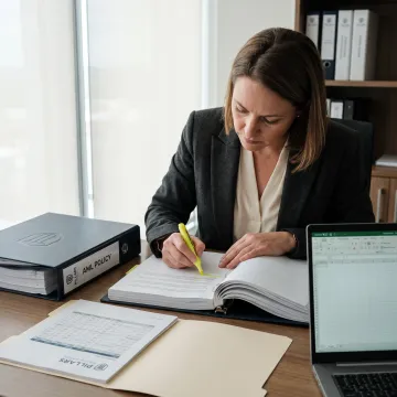 Compliance professional reviewing AML documents