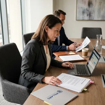 Compliance advisor reviewing financial risk documentation