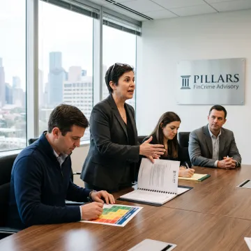 Compliance advisor and fintech team discussing program controls