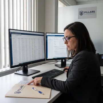 Analyst reviewing AML monitoring alerts