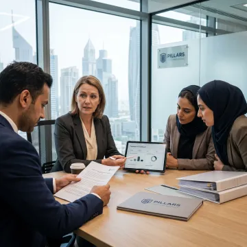 Compliance consultant reviewing fintech risk controls