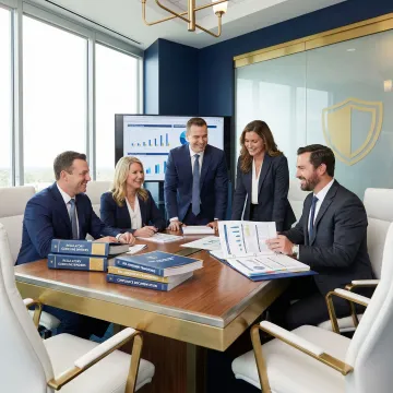 Financial compliance experts reviewing regulatory framework and advisory strategies