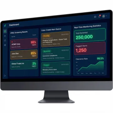 Dashboard displaying real-time exclusion screening alerts and compliance metrics