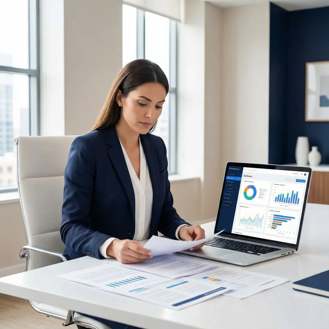 Compliance expert reviewing AML and BSA program documentation for a financial firm