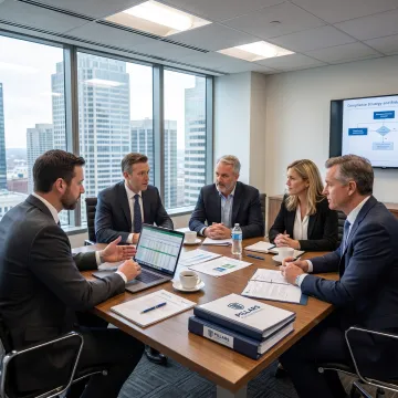 Advisor discussing compliance strategy with MSB leaders