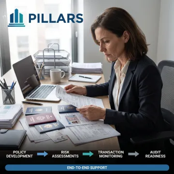Compliance professional reviewing beneficial ownership identification documents