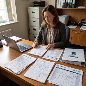 Advisor organizing a compliance renewal checklist