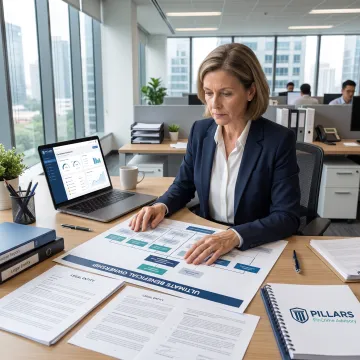 Compliance professional reviewing legal entity ownership records