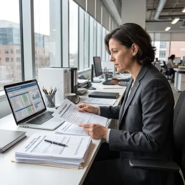 Compliance professional reviewing FinCEN renewal documents