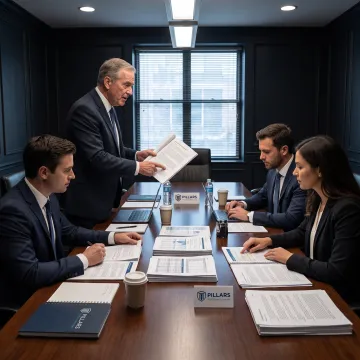 Advisor leading a compliance strategy meeting