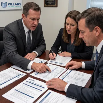 Advisors reviewing a fraud prevention program