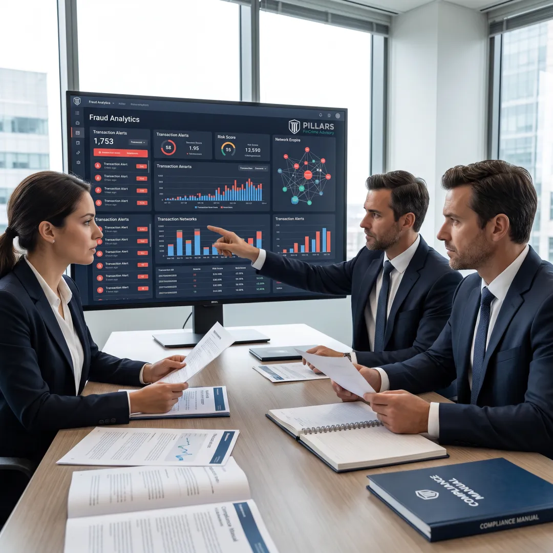 Financial crime advisor reviewing fraud risk data