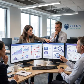 Payment processor team reviewing fraud risk data