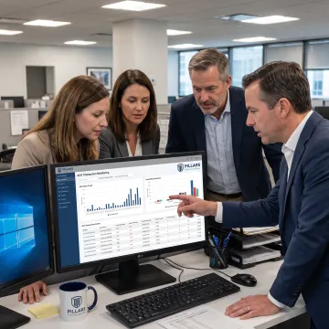 Team analyzing payment monitoring data