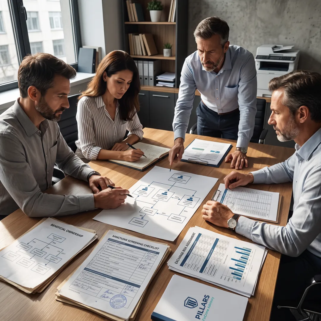 Team reviewing a crypto exchange KYB workflow