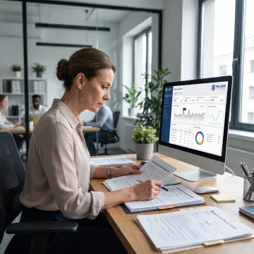 Compliance professional reviewing KYB data for a payment platform
