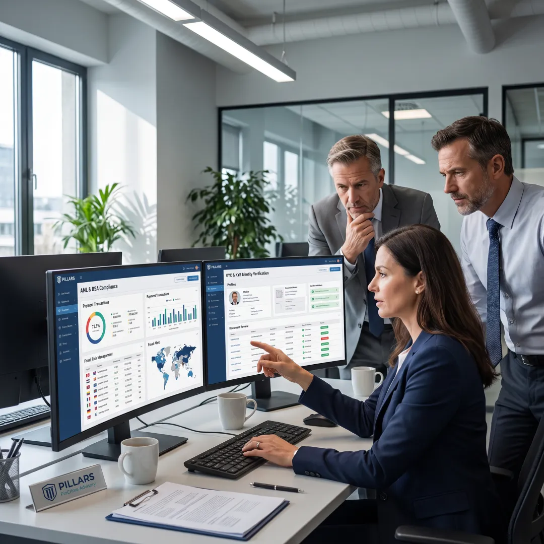 Enterprise payment security team reviewing fraud data