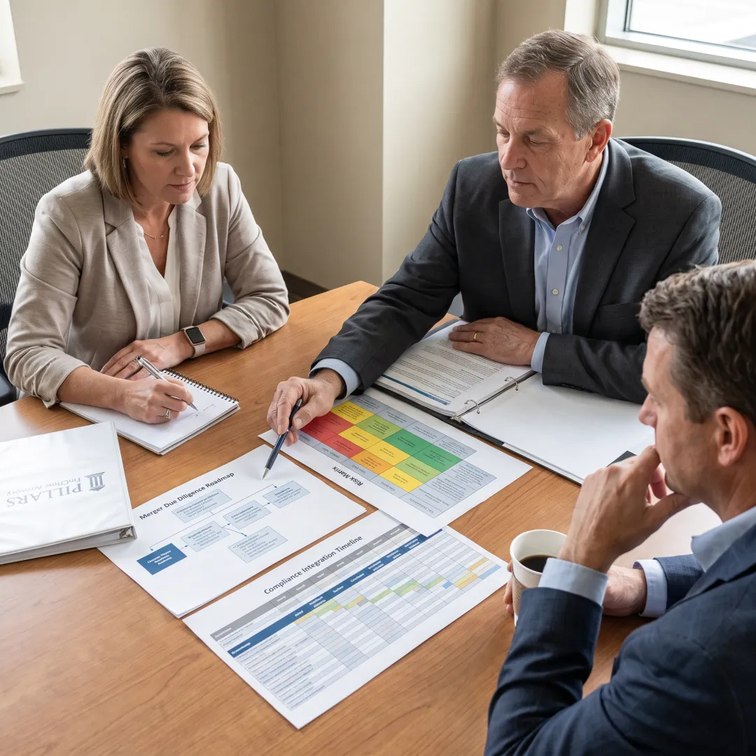 AML consultant reviewing a credit union merger compliance roadmap