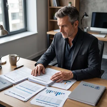 Compliance consultant reviewing money transmitter licensing documents