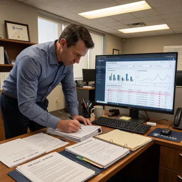 Compliance professional assessing AML program documentation