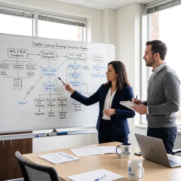 Compliance team assessing digital currency exchange controls