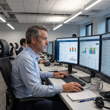 Compliance consultant reviewing money transmitter risk controls