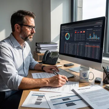 Financial crime professional reviewing AML compliance data