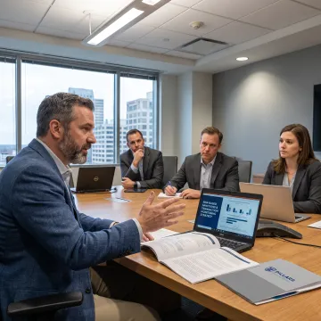 AML consultant discussing risk controls with MSB team