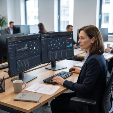 Compliance professional reviewing crypto transaction monitoring data