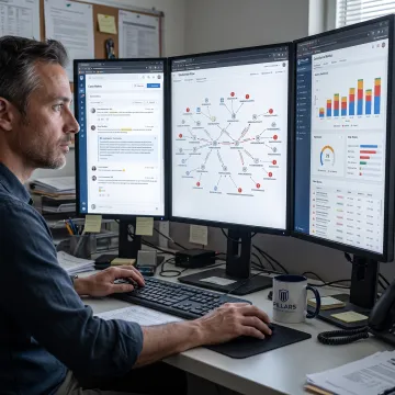 Analyst reviewing cryptocurrency transaction risk alerts