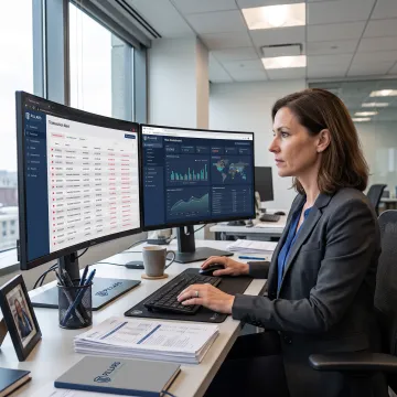 Compliance analyst reviewing payment transaction monitoring alerts