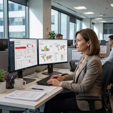 Analyst reviewing transaction monitoring alerts
