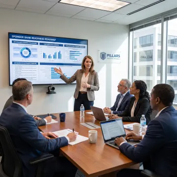 Compliance advisor presenting a sponsor bank readiness plan