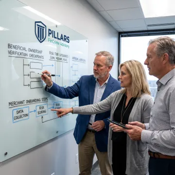 Team mapping a KYB compliance workflow