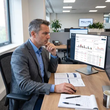 Compliance professional reviewing internal fraud risk data